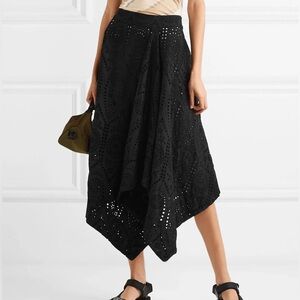 GANNI Asymmetric Broderie Anglaise Cotton Skirt – Black